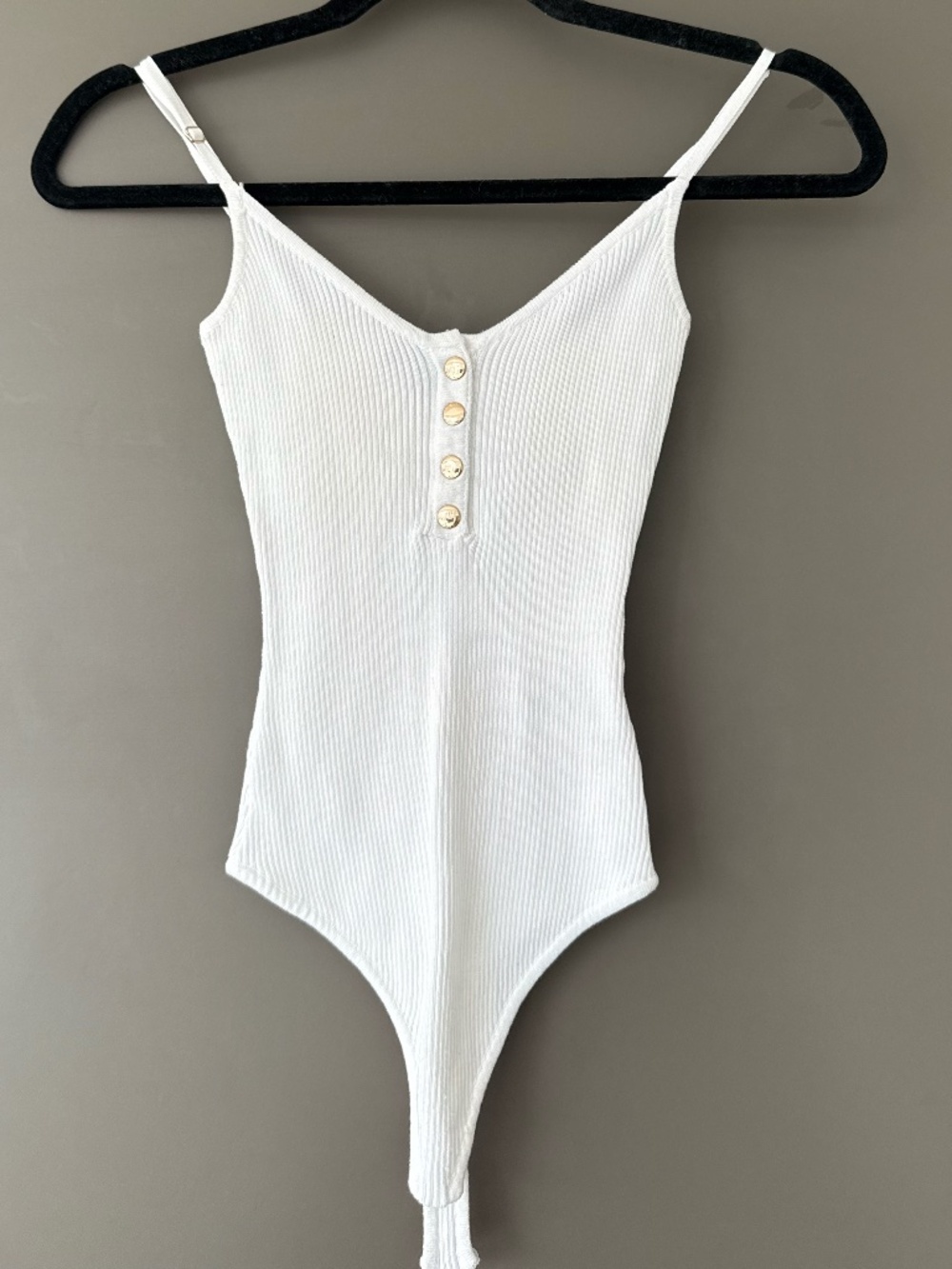 Hera Collection White Ribbed V‑Neck Button Bodysuit